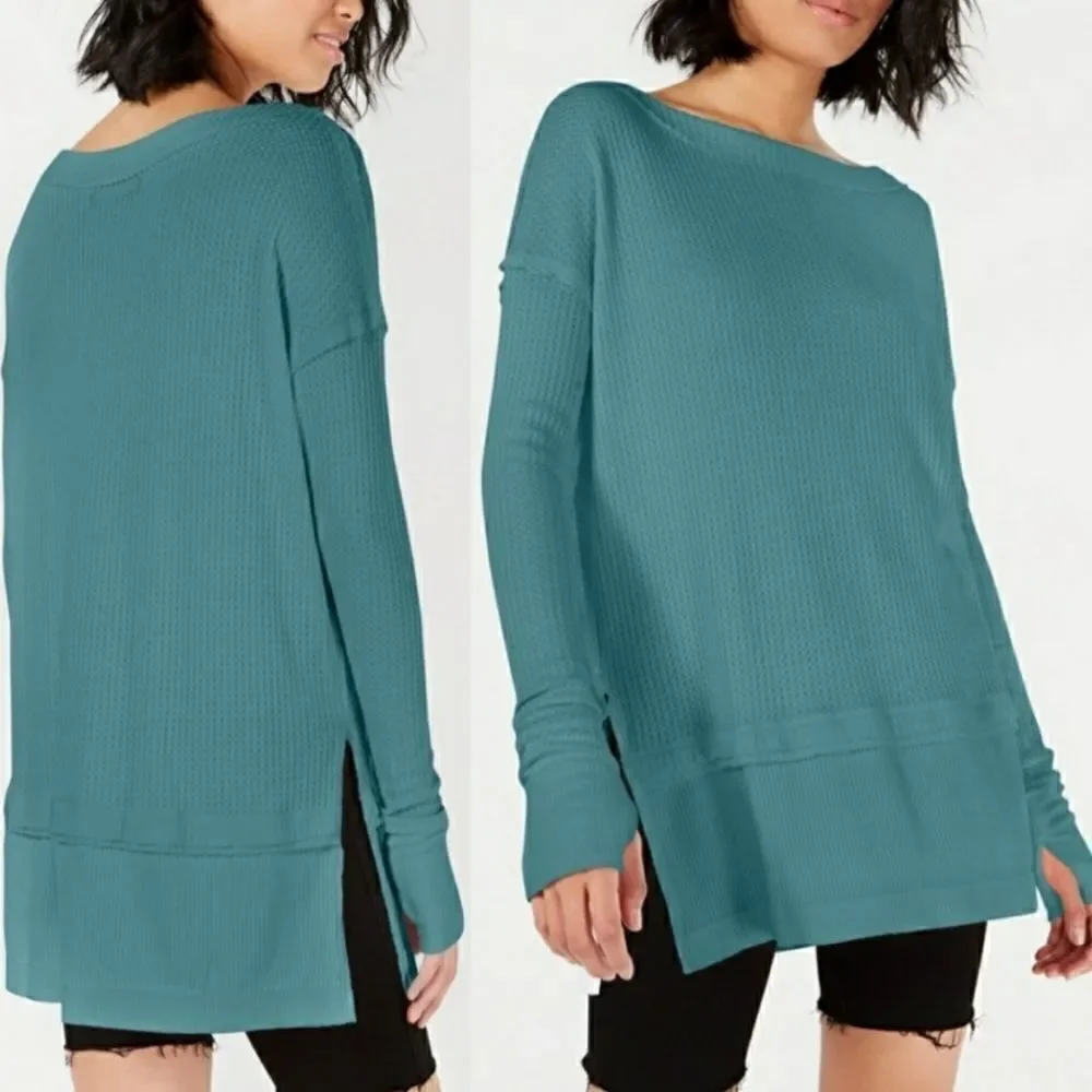 Free People We The Free Aqua North Shore Oversized Thermal Size XS